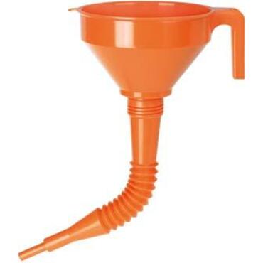 Plastic funnel with flexible spout